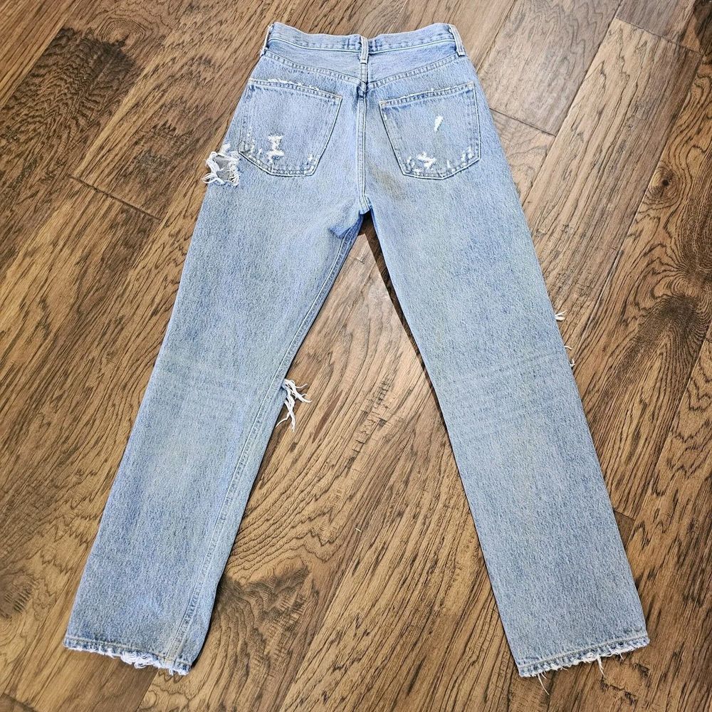 AGOLDE 90’s Jean Mid Rise Distressed Straight Loose Women’s Sz 23 Button Fly USA - Picture 4 of 8